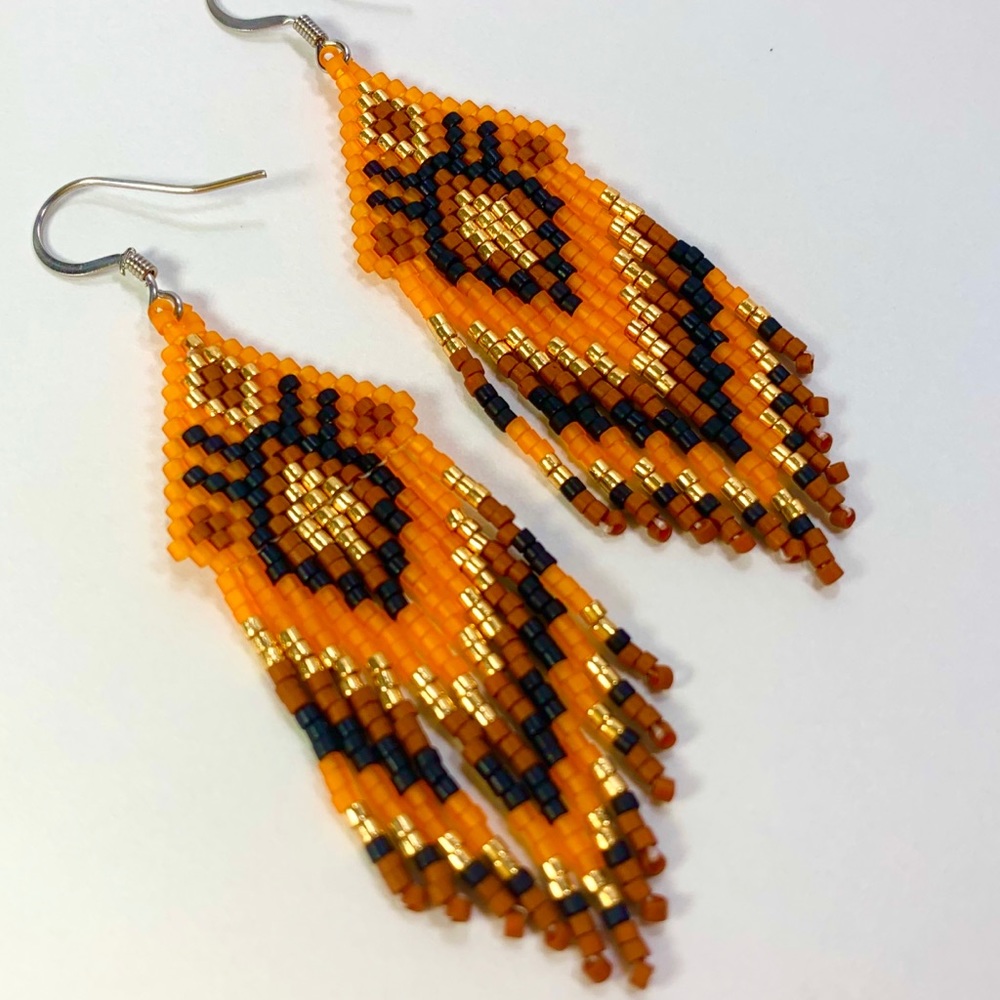 Handmade fringe seed beads boho earrings